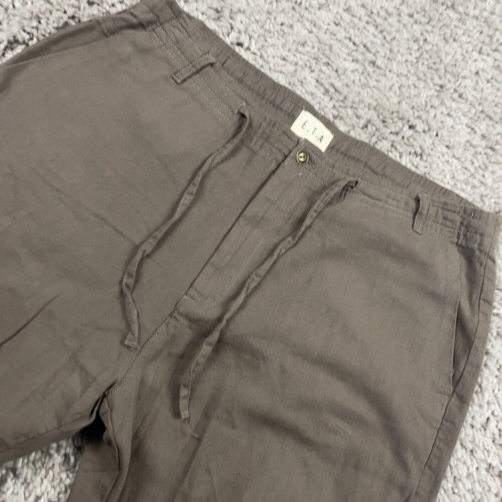 E.T.A Pants Men's Size 36 Black Lightweight Chino Style Drawstring Elastic Waist